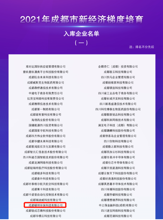 【喜報】展現(xiàn)實力：碩特環(huán)保認定為成都市新經(jīng)濟準(zhǔn)獨角獸企業(yè)